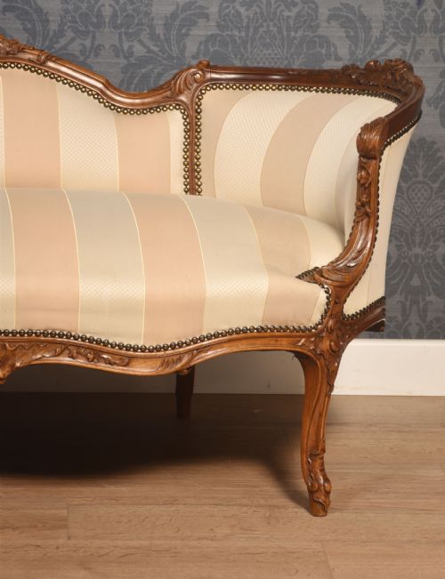 CARVED WALNUT FRAMED SETTEE - ADDITIONAL PHOTO 7