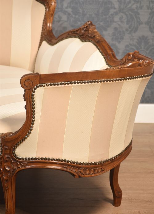 CARVED WALNUT FRAMED SETTEE - ADDITIONAL PHOTO 8