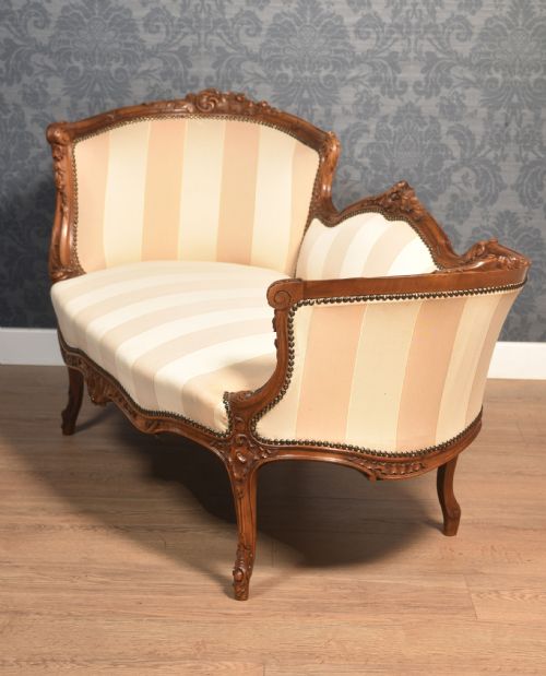CARVED WALNUT FRAMED SETTEE - ADDITIONAL PHOTO 9