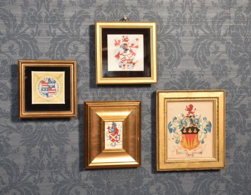 collection of four framed coats of arms - CATEGORY: ANTIQUE MISCELLANEOUS - DATED 19TH CENTURY