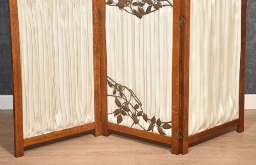 FRENCH ART NOUVEAU OAK THREE PANNELED SCREEN - ADDITIONAL PHOTO 6