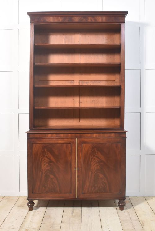 19th century flame mahogany bookcase - CATEGORY: ANTIQUE BOOKCASES - DATED 19TH CENTURY