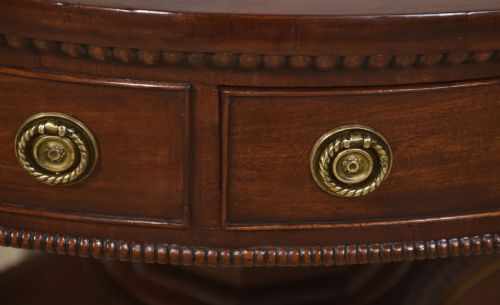 19TH CENTURY BRASS INLAID MAHOGANY DRUM TABLE - ADDITIONAL PHOTO 7