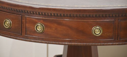 19TH CENTURY BRASS INLAID MAHOGANY DRUM TABLE - ADDITIONAL PHOTO 15