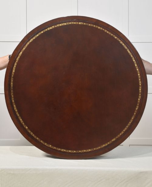 19TH CENTURY BRASS INLAID MAHOGANY DRUM TABLE - ADDITIONAL PHOTO 16