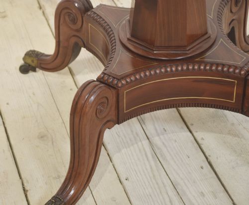 19TH CENTURY BRASS INLAID MAHOGANY DRUM TABLE - ADDITIONAL PHOTO 17