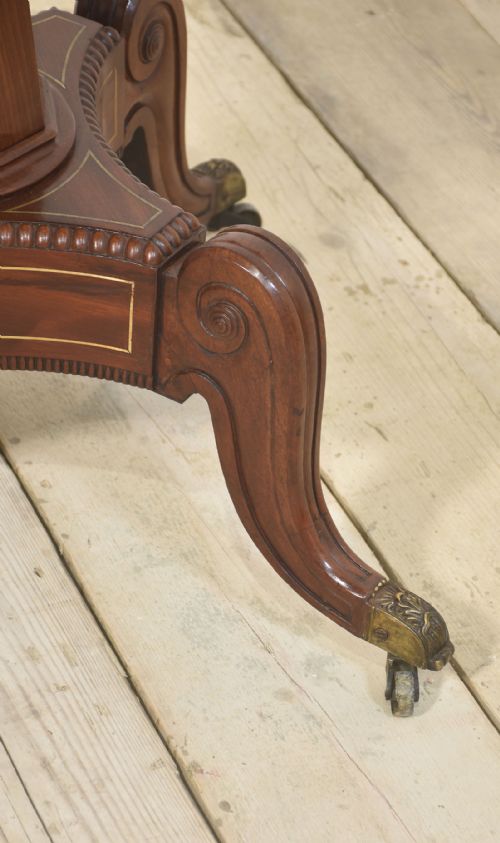 19TH CENTURY BRASS INLAID MAHOGANY DRUM TABLE - ADDITIONAL PHOTO 18