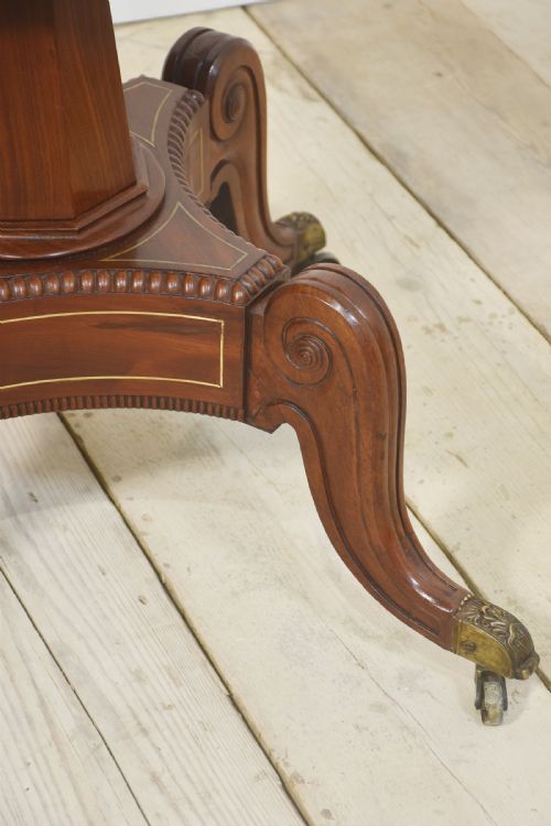 19TH CENTURY BRASS INLAID MAHOGANY DRUM TABLE - ADDITIONAL PHOTO 21