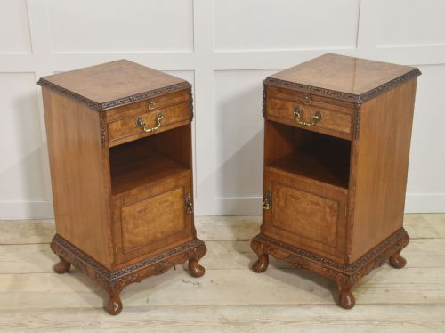 pair of walnut bedside cabinets - CATEGORY: ANTIQUE CABINETS - DATED 1910