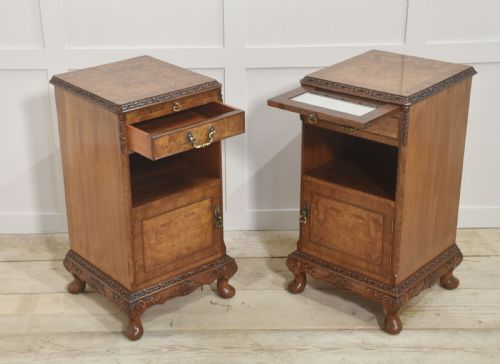 PAIR OF WALNUT BEDSIDE CABINETS - ADDITIONAL PHOTO 1