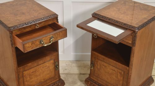 PAIR OF WALNUT BEDSIDE CABINETS - ADDITIONAL PHOTO 3