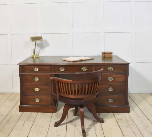 MAHOGANY TWIN PEDESTAL DESK - ADDITIONAL PHOTO 10