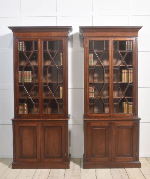 pair of mahogany glazed bookcases - CATEGORY: ANTIQUE BOOKCASES - DATED 1900