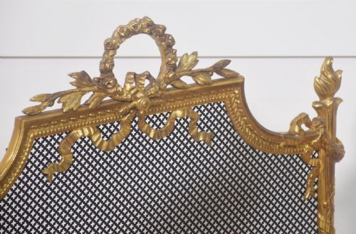 BRASS AND MESH FRENCH FIRE SCREEN - ADDITIONAL PHOTO 4