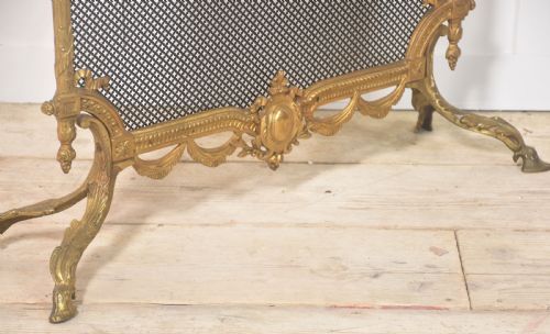 BRASS AND MESH FRENCH FIRE SCREEN - ADDITIONAL PHOTO 5