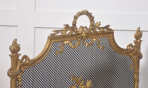 BRASS AND MESH FRENCH FIRE SCREEN - ADDITIONAL PHOTO 7