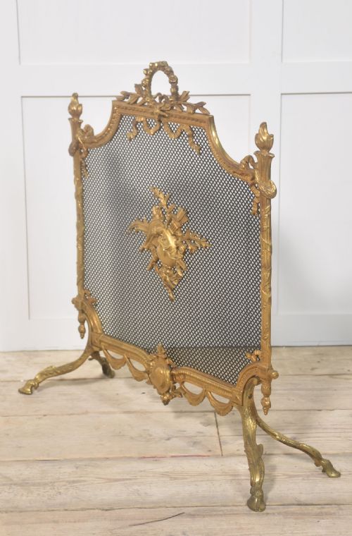 BRASS AND MESH FRENCH FIRE SCREEN - ADDITIONAL PHOTO 8