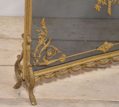 BRASS AND MESH FRENCH FIRE SCREEN - ADDITIONAL PHOTO 4
