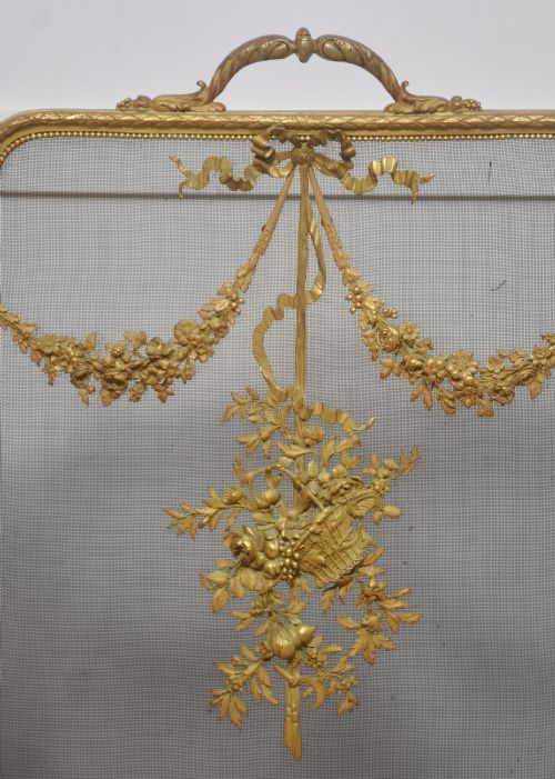 BRASS AND MESH FRENCH FIRE SCREEN - ADDITIONAL PHOTO 5