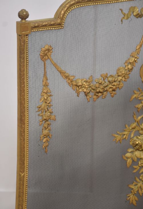 BRASS AND MESH FRENCH FIRE SCREEN - ADDITIONAL PHOTO 6