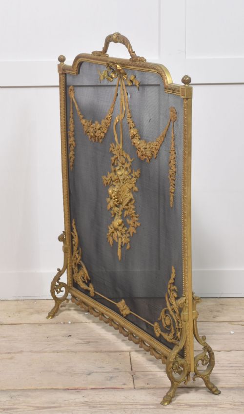 BRASS AND MESH FRENCH FIRE SCREEN - ADDITIONAL PHOTO 7