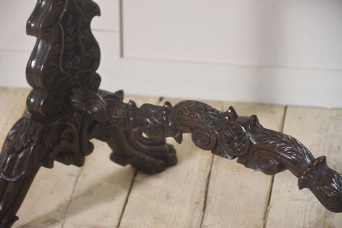 19TH CENTURY CARVED MAHOGANY SIDE TABLE - ADDITIONAL PHOTO 2