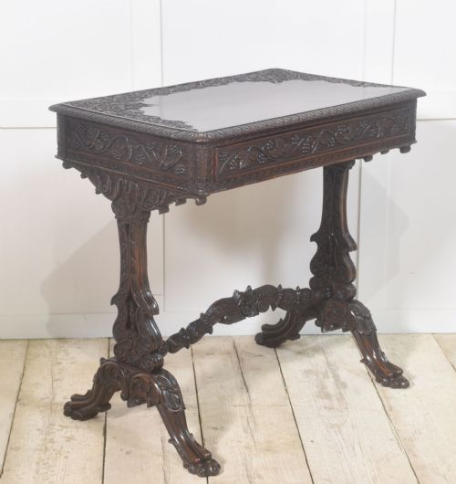 19TH CENTURY CARVED MAHOGANY SIDE TABLE - ADDITIONAL PHOTO 7