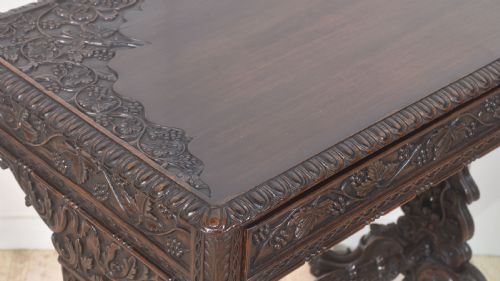 19TH CENTURY CARVED MAHOGANY SIDE TABLE - ADDITIONAL PHOTO 8