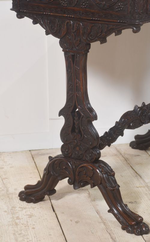 19TH CENTURY CARVED MAHOGANY SIDE TABLE - ADDITIONAL PHOTO 9