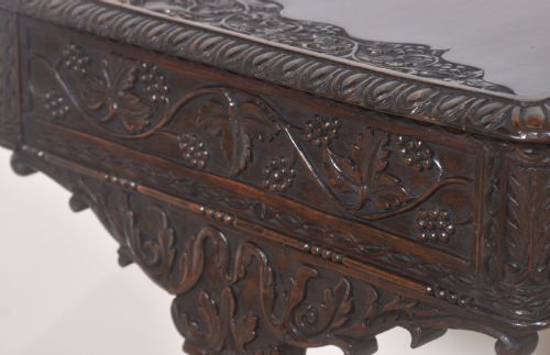 19TH CENTURY CARVED MAHOGANY SIDE TABLE - ADDITIONAL PHOTO 11