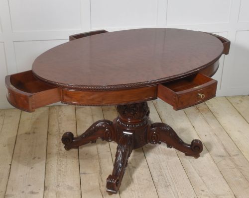 19TH CENTURY OVAL MAHOGANY DRUM TABLE - ADDITIONAL PHOTO 8