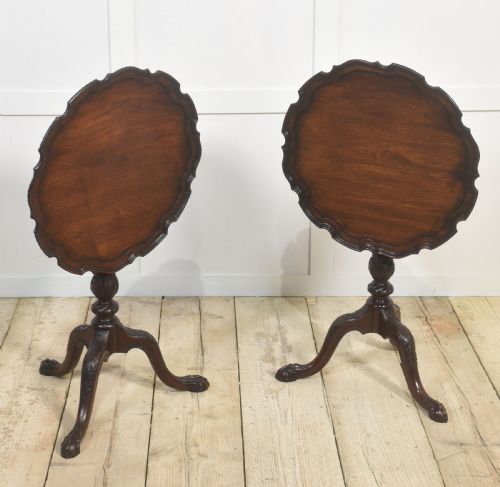 PAIR OF GEORGE IIISTYLE CARVED MAHOGANY TRIPOD TABLES - ADDITIONAL PHOTO 3