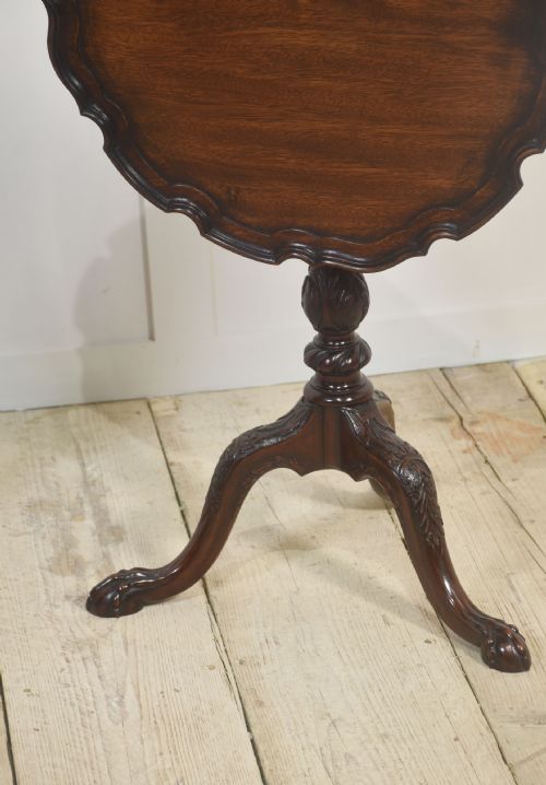 PAIR OF GEORGE IIISTYLE CARVED MAHOGANY TRIPOD TABLES - ADDITIONAL PHOTO 4
