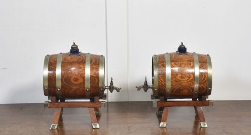 PAIR OF BRASS BOUND SPIRIT BARRELS - ADDITIONAL PHOTO 2