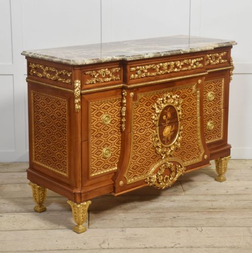 ITALIAN INLAID AND PARCEL GILT MAHOGANY BREAKFRONT COMMODE - ADDITIONAL PHOTO 3