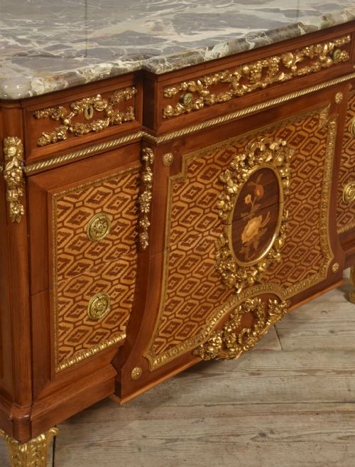 ITALIAN INLAID AND PARCEL GILT MAHOGANY BREAKFRONT COMMODE - ADDITIONAL PHOTO 6
