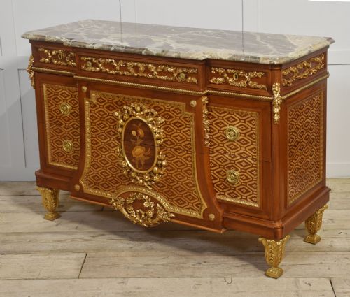 ITALIAN INLAID AND PARCEL GILT MAHOGANY BREAKFRONT COMMODE - ADDITIONAL PHOTO 7