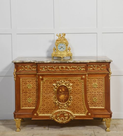 ITALIAN INLAID AND PARCEL GILT MAHOGANY BREAKFRONT COMMODE - ADDITIONAL PHOTO 13