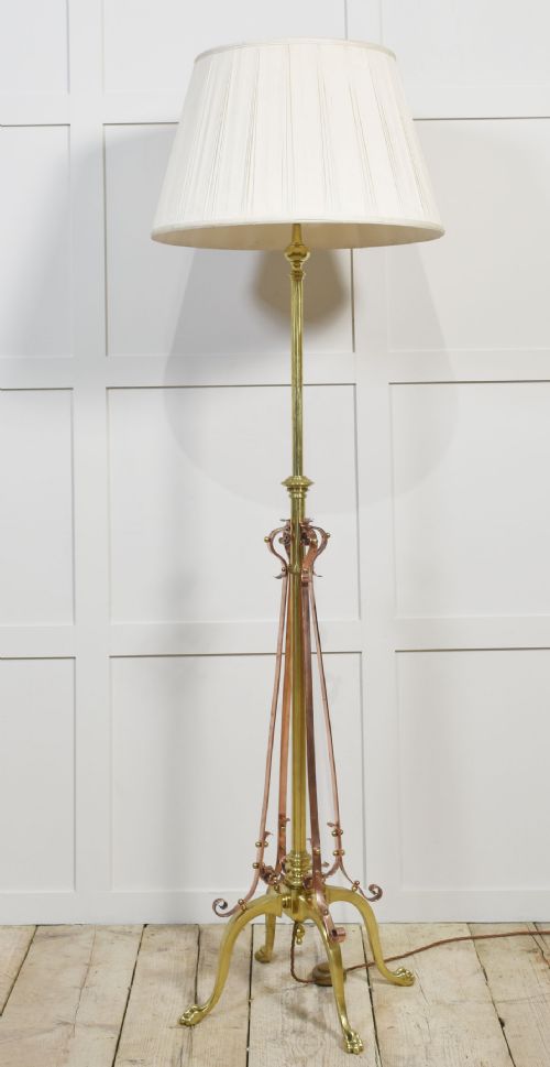 BRASS AND COPPER STANDARD LAMP - ADDITIONAL PHOTO 1