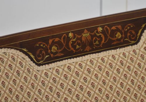 MARQUETRY INLAID MAHOGANY SETTEE - ADDITIONAL PHOTO 3