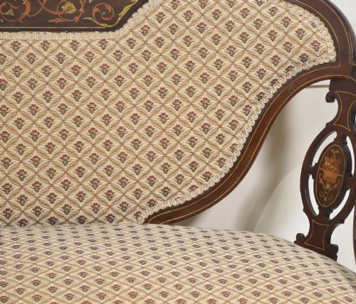 MARQUETRY INLAID MAHOGANY SETTEE - ADDITIONAL PHOTO 6