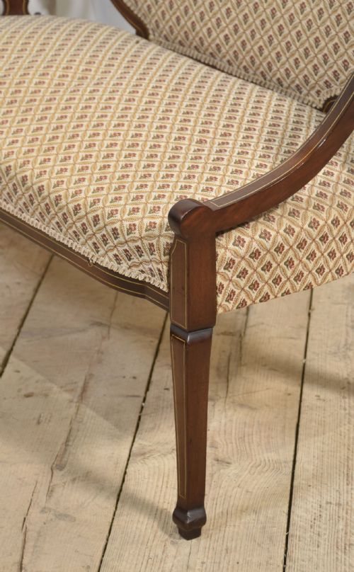 MARQUETRY INLAID MAHOGANY SETTEE - ADDITIONAL PHOTO 8