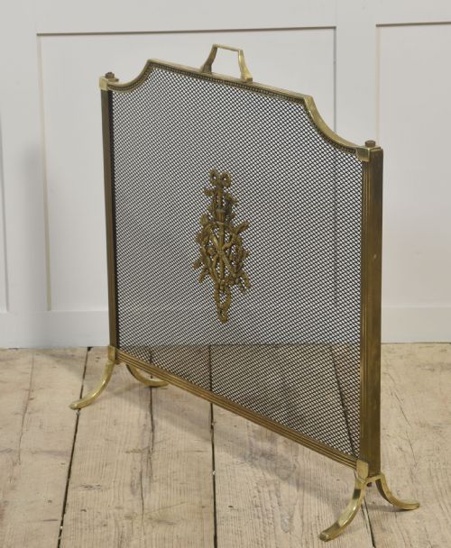 BRASS AND MESH FIRE SCREEN - ADDITIONAL PHOTO 7