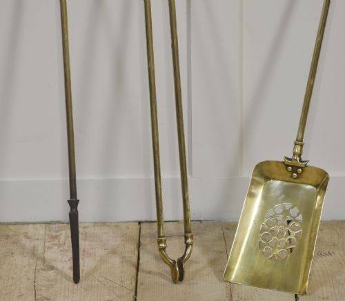 BRASS TRIPLE COMPANION FIRE TOOL SET - ADDITIONAL PHOTO 1