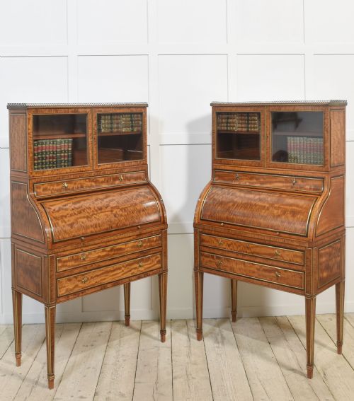 PAIR OF IMPORTANT GEORGIAN SATINWOOD CYLINDER CABINETS - ADDITIONAL PHOTO 3