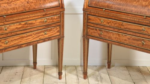 PAIR OF IMPORTANT GEORGIAN SATINWOOD CYLINDER CABINETS - ADDITIONAL PHOTO 7