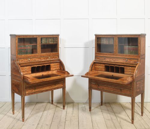 PAIR OF IMPORTANT GEORGIAN SATINWOOD CYLINDER CABINETS - ADDITIONAL PHOTO 9