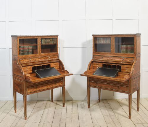 PAIR OF IMPORTANT GEORGIAN SATINWOOD CYLINDER CABINETS - ADDITIONAL PHOTO 12