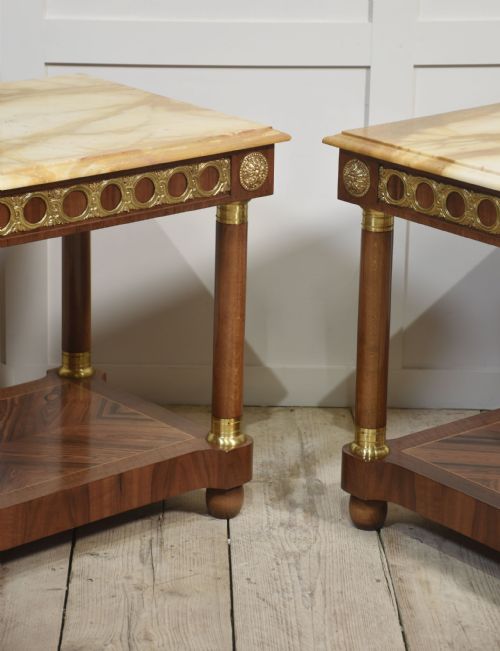 PAIR OF MARBLE TOP SIDE TABLES - ADDITIONAL PHOTO 1