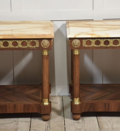 PAIR OF MARBLE TOP SIDE TABLES - ADDITIONAL PHOTO 3
